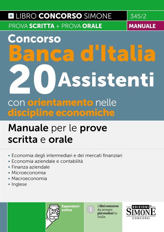 Concorso Banca d'Italia. 20 assistenti con orientamento nelle discipline economiche. Manuale per le prove scritte e orale - Espansioni online. Manuale per le prove scritte e orale. Con espansione online - copertina