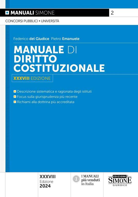 Manuale di diritto costituzionale - Federico Del Giudice,Pietro Emanuele - copertina