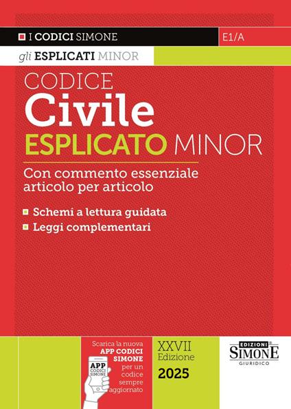 Codice civile esplicato. Ediz. minor. Con commento essenziale articolo per articolo. Schemi a lettura guidata. Leggi complementari. Con espansione online - copertina