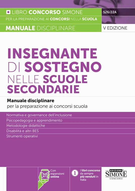 Insegnante di sostegno nelle scuole secondarie. Manuale disciplinare per la preparazione ai concorsi scuola. Con espansioni online - copertina