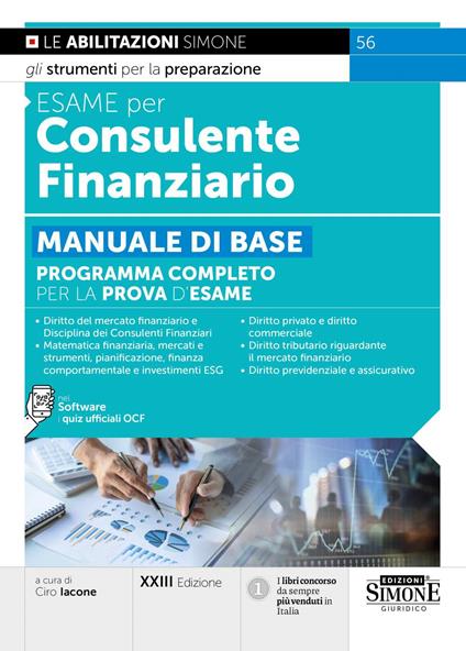 Esame per consulente finanziario. Manuale di base. Programma completo per la prova d'esame. Con software con i quiz ufficiali OCF - copertina