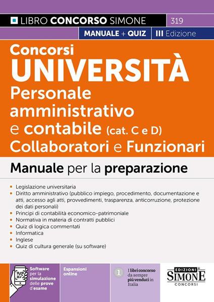 Concorsi Università. Personale amministrativo e contabile (categorie C e D). Collaboratori e funzionari. Manuale per la preparazione. Con espansione online - copertina