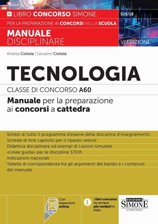 Tecnologia. Classe di concorso A60. Manuale per la preparazione ai concorsi a cattedra. Nuova ediz. Con espansione online - copertina
