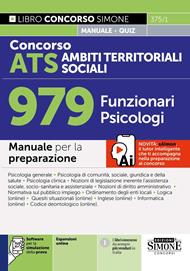 Concorso ATS Ambiti Territoriali Sociali. 979 funzionari psicologi. Manuale per la preparazione. Con Con tabelle di corrispondenza online tra manuale e programma del bando 30-6-2025. Con software per la simulazione della prova