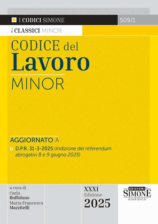 Codice del lavoro. Ediz. minor - copertina