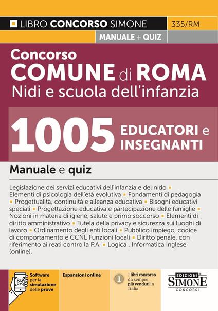 335/RM Concorso Comune di Roma Nidi e scuola dell'infanzia - 1005 Educatori e Insegnanti - Manuale e quiz - copertina
