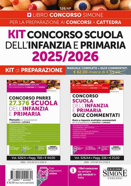 Kit concorso scuola dell'infanzia e primaria 2025/2026. Kit di preparazione - copertina