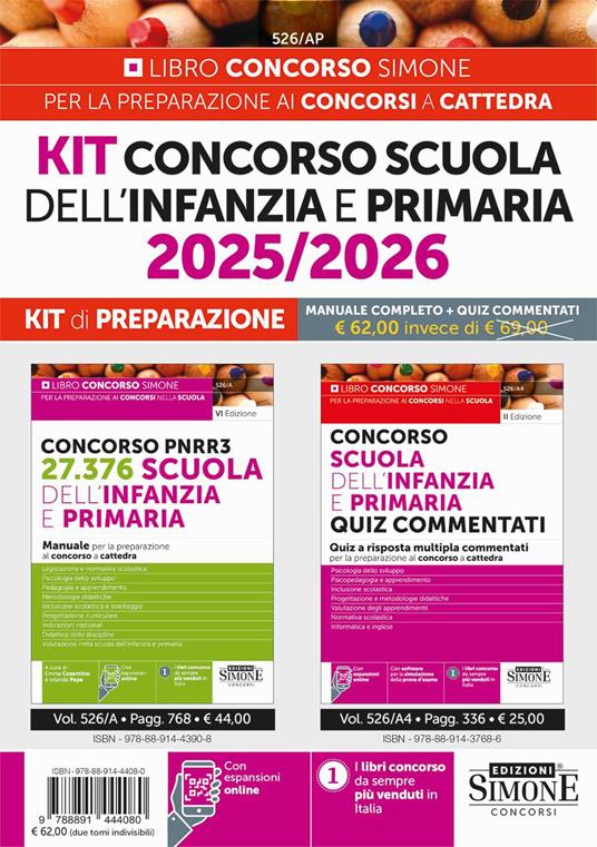 Kit concorso scuola dell'infanzia e primaria 2025/2026. Kit di preparazione - copertina