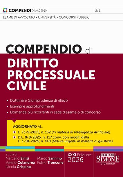 Compendio di diritto processuale civile - copertina