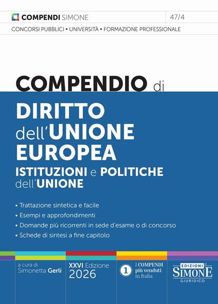 Compendio di Diritto dell'Unione europea. Istituzioni e politiche dell’Unione - copertina