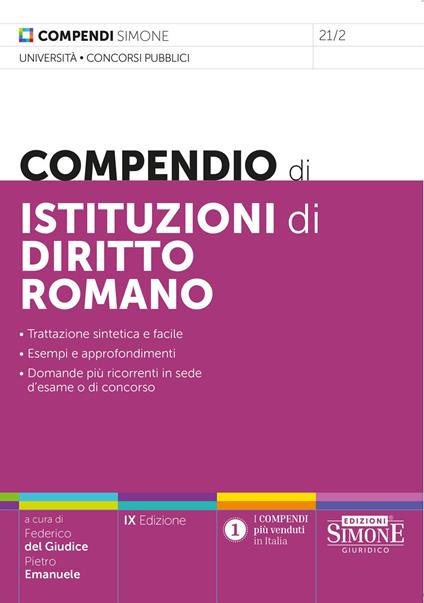 Compendio di istituzioni di diritto romano - copertina