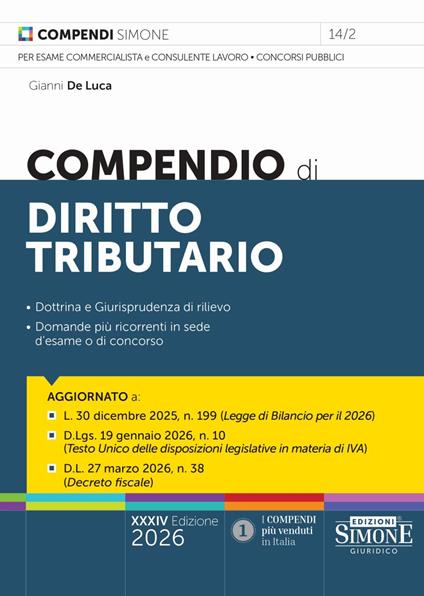 Compendio di diritto tributario - Gianni De Luca - copertina