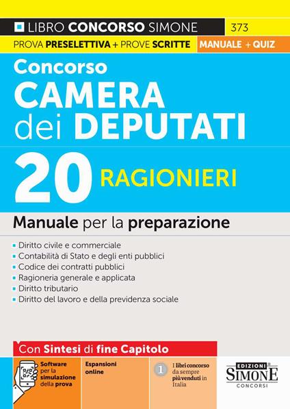 373 - 20 Ragionieri - Camera Deputati - Manuale di preparazione - copertina
