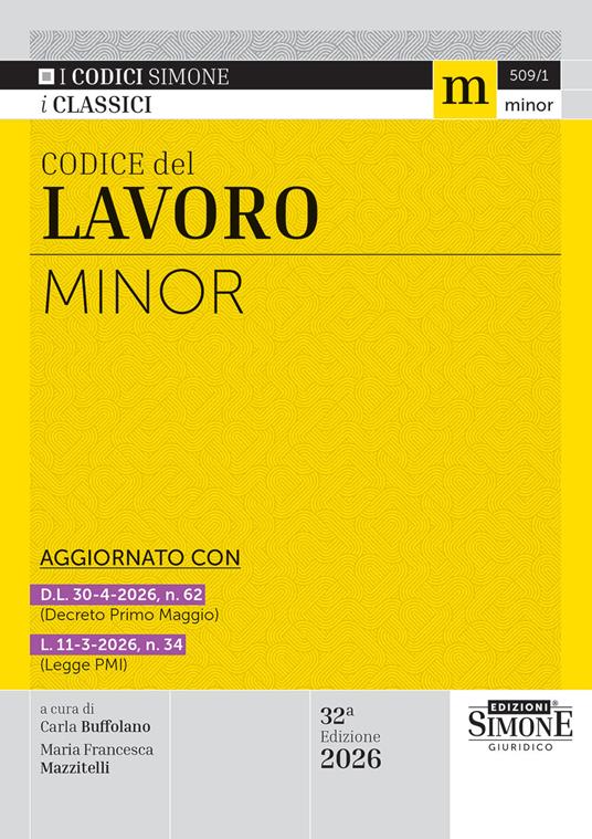 Codice del lavoro Minor 2026 - copertina