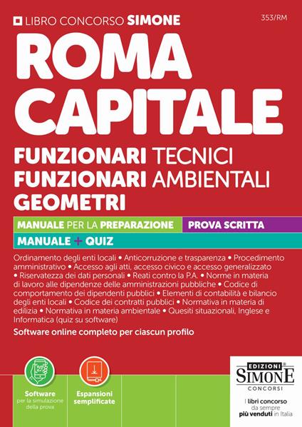 Roma Capitale. Funzionari tecnici. Funzionari ambientali. Geometri. Con espansioni online. Con software per la simulazione della prova - copertina