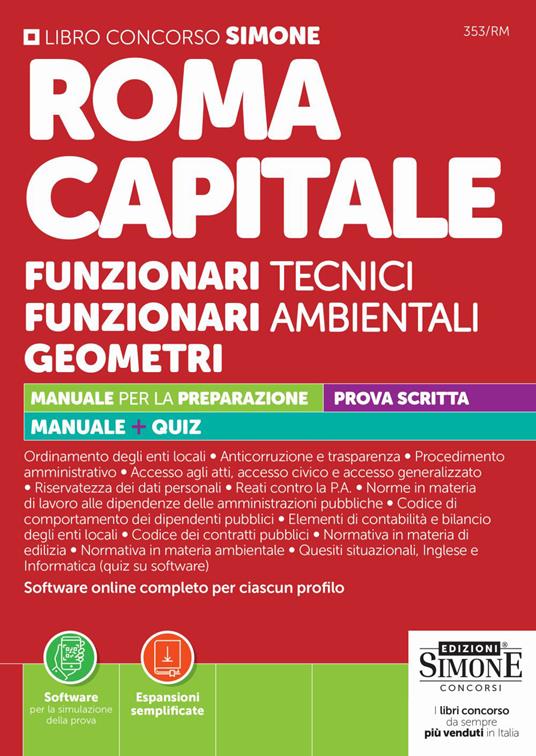 Roma Capitale. Funzionari tecnici. Funzionari ambientali. Geometri. Con espansioni online. Con software per la simulazione della prova - copertina
