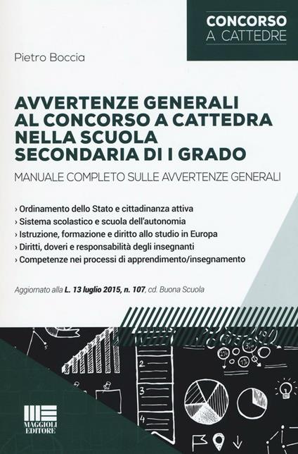 Avvertenze generali al concorso a cattedra nella scuola secondaria di I grado - Pietro Boccia - copertina