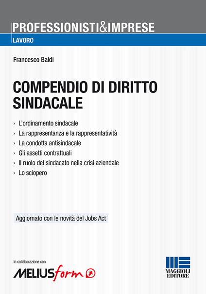 Compendio di diritto sindacale - Francesco Baldi - copertina