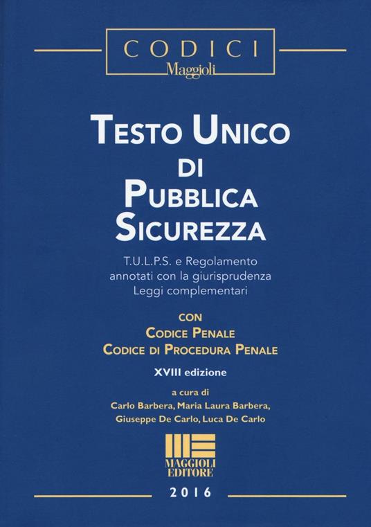 Testo unico di pubblica sicurezza - copertina