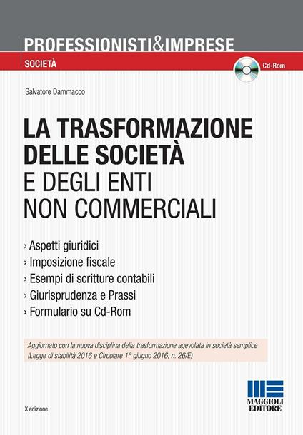 La trasformazione delle società e degli enti non commerciali - Salvatore Dammacco - copertina