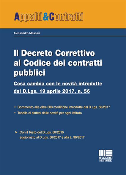 Il decreto correttivo al codice dei contratti pubbici - Alessandro Massari - copertina