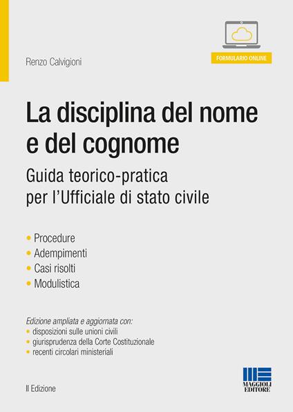 La disciplina del nome e del cognome - Renzo Calvigioni - copertina