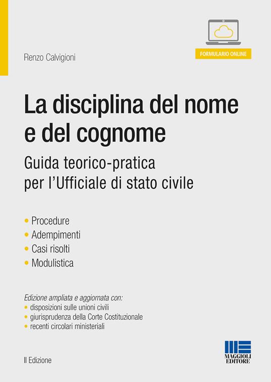 La disciplina del nome e del cognome - Renzo Calvigioni - copertina