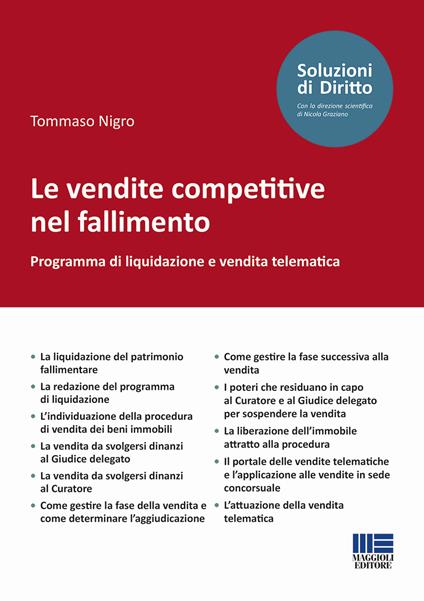 Le vendite competitive nel fallimento. Programma di liquidazione e vendita telematica - Tommaso Nigro - copertina