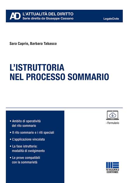 L' istruttoria nel processo sommario - Sara Caprio,Barbara Tabasco - copertina