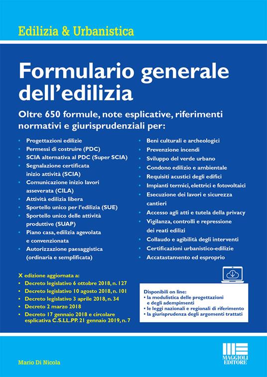 Formulario generale dell'edilizia - Mario Di Nicola - copertina