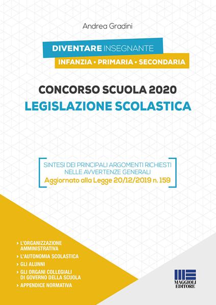 Concorso scuola 2020. Legislazione scolastica - Andrea Gradini - copertina