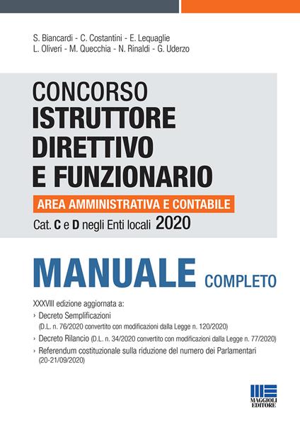 Concorso istruttore direttivo e funzionario area amministrativa e contabile. Cat C e D negli enti locali. Manuale completo - copertina