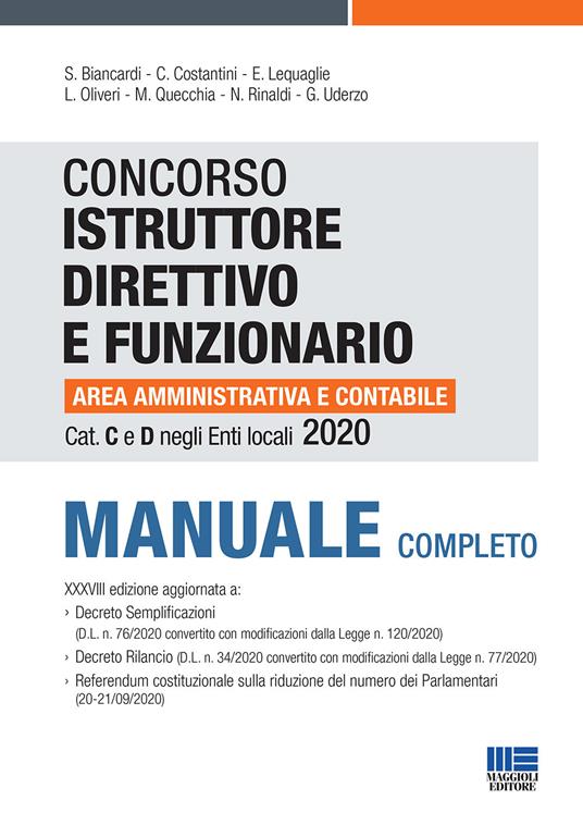 Concorso istruttore direttivo e funzionario area amministrativa e contabile. Cat C e D negli enti locali. Manuale completo - copertina