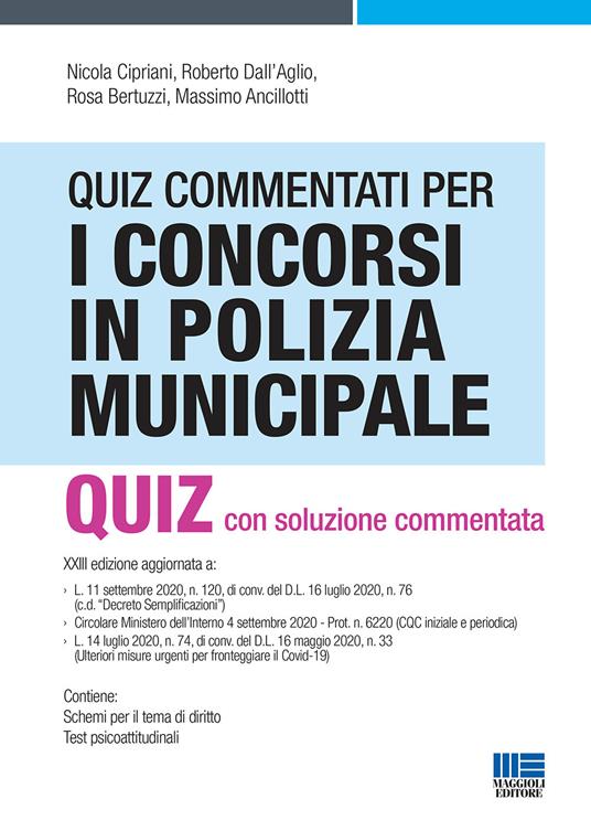 Quiz commentati per i concorsi in Polizia municipale - Nicola Cipriani,Roberto Dall'Aglio,Rosa Bertuzzi - copertina