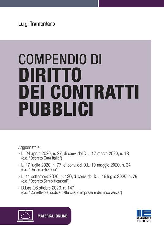 Compendio di diritto dei contratti pubblici - Luigi Tramontano - copertina