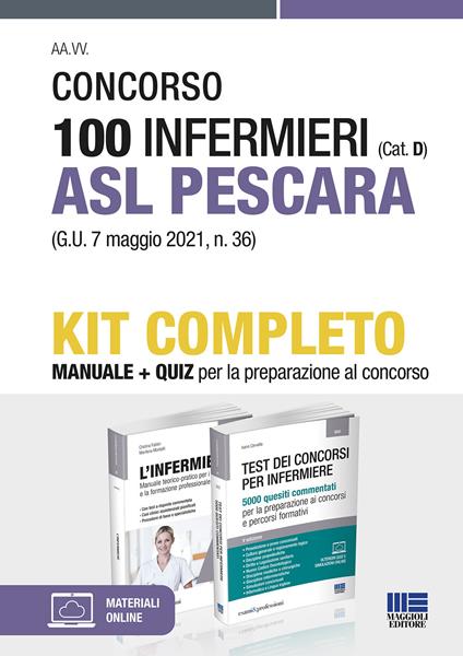 Concorso 100 infermieri (Cat. D) ASL Pescara (G.U. 7 maggio 2021, n. 36). Kit completo. Con espansione online - Cristina Fabbri,Marilena Moltalti,Ivano Cervella - copertina