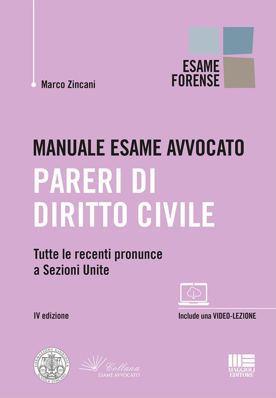 Manuale esame avvocato. Pareri di diritto civile. Con video-lezione - Marco Zincani - copertina