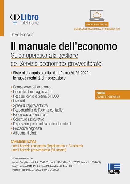 Il manuale dell’economo - Salvio Biancardi - copertina