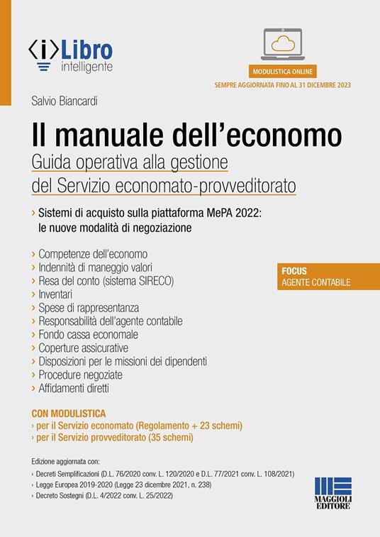 Il manuale dell’economo - Salvio Biancardi - copertina
