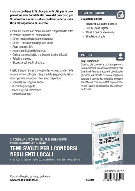 Concorso città metropolitana di Palermo. 36 istruttori area amministrativa e contabile. Teoria e test. Con simulatore online - Luigi Tramontano - 2