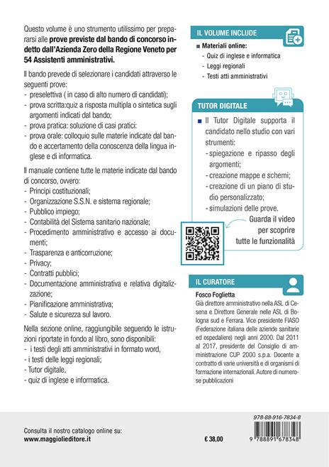 Concorso Azienda Zero Regione Veneto. 54 assistenti amministrativi. Manuale completo - Fosco Foglietta - 2