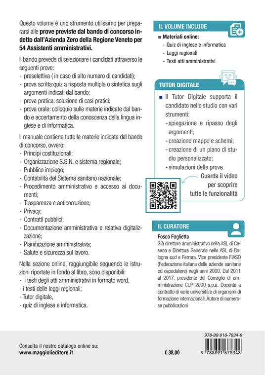 Concorso Azienda Zero Regione Veneto. 54 assistenti amministrativi. Manuale completo - Fosco Foglietta - 2