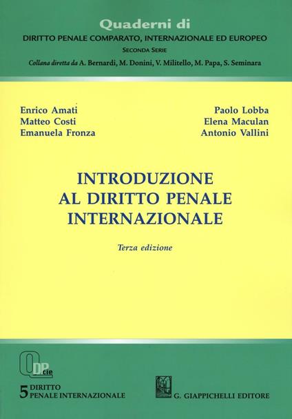 Introduzione al diritto penale internazionale - copertina