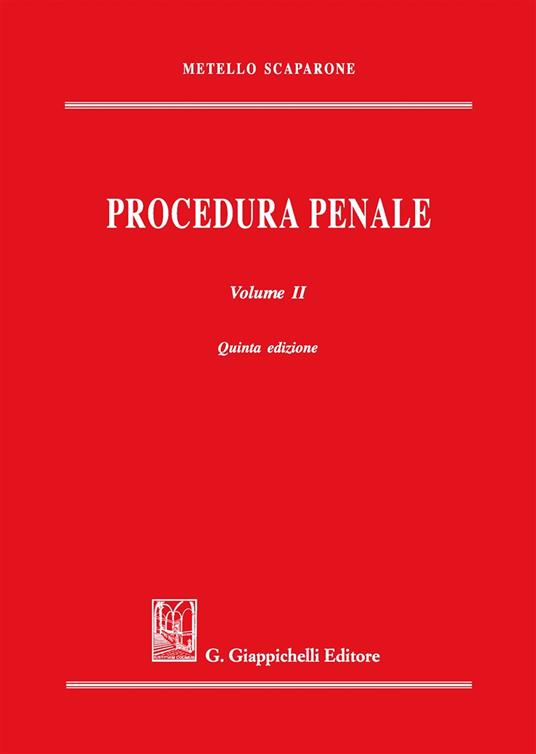 Procedura penale. Vol. 2 - Metello Scaparone - copertina