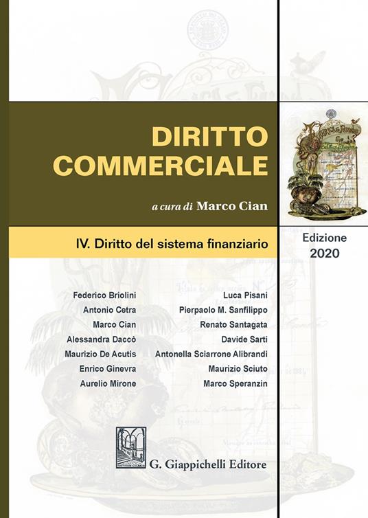 Diritto commerciale. Vol. 4: Diritto del sistema finanziario - copertina