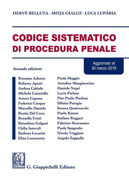 Codice sistematico di procedura penale - Hervé Belluta,Mitja Gialuz,Luca Luparia - copertina