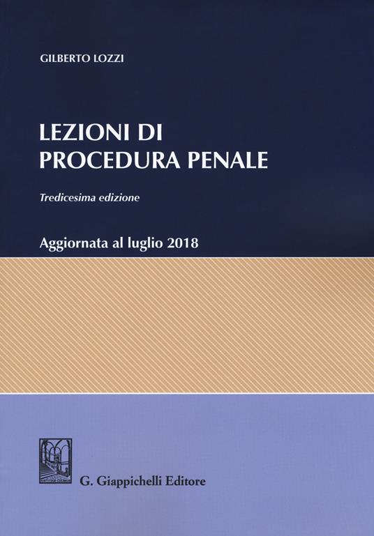 Lezioni di procedura penale - Gilberto Lozzi - copertina