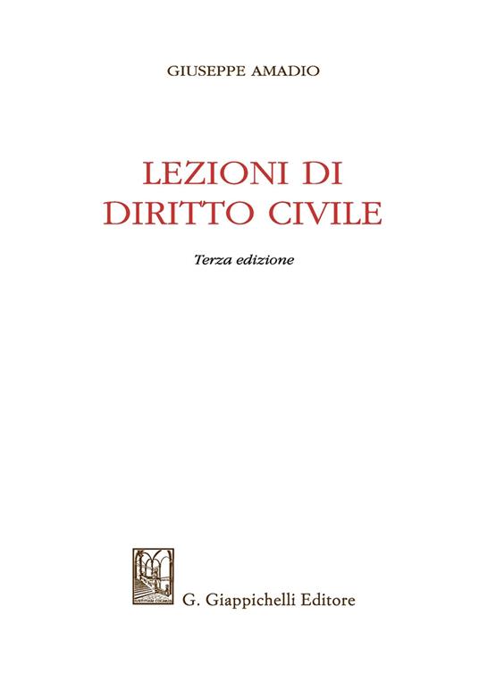 Lezioni di diritto civile - Giuseppe Amadio - copertina