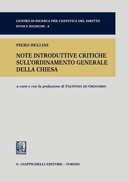 Note introduttive critiche sull'ordinamento generale della Chiesa - Piero Bellini - copertina