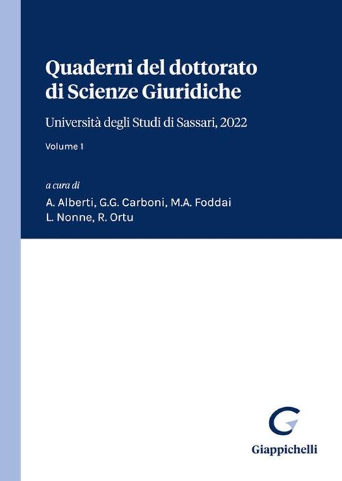 Quaderni del dottorato di Scienze Giuridiche. Università degli Studi di Sassari, 2022. Vol. 1 - copertina